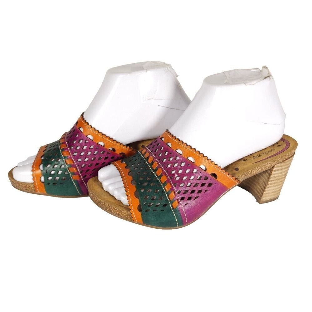 Spring Step By L'artiste Women’s 38 US7-7,5 Multicolor Leather Slide Sandals